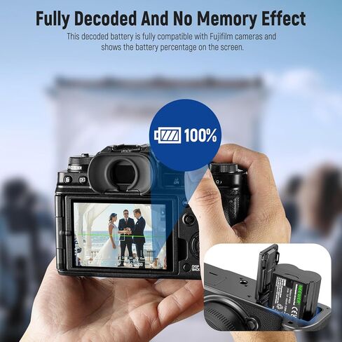 NEEWER NP-W235 Camera Battery Charger Set, Dual Slot USB Charger with LCD, 2 Pack 2400mAh Replacement Batteries Compatible with Fujifilm X-T5 X-T4 GFX 100S X-H2S GFX 50S II VG-XT4 Battery Grip in Kuwait
