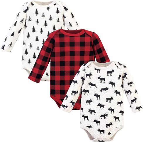 ملابس داخلية للفتيات من Hudson Baby ملابس داخلية من القطن بأكمام طويلة مبطنة للجنسين من Hudson Moose 0 3 أشهر، Moose، 0-3 أشهر US in Kuwait