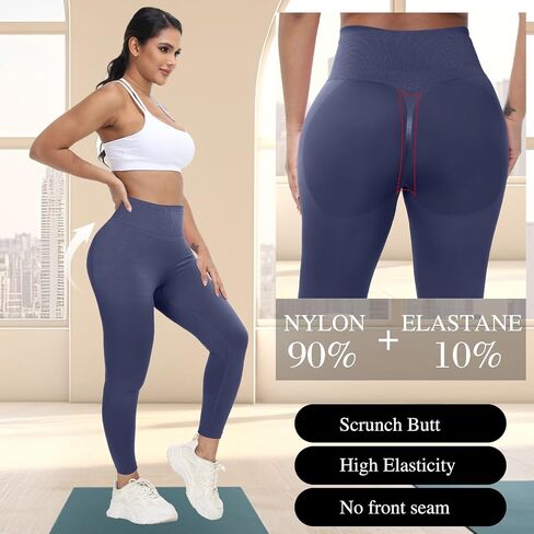 Coume 3 PCS Womens تمرين طماق بعقب رفع سلس Scrunch Yoga Pants البطن لباس ضيق وسط الخصر in Kuwait