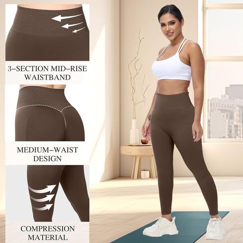 Coume 3 PCS Womens تمرين طماق بعقب رفع سلس Scrunch Yoga Pants البطن لباس ضيق وسط الخصر in Kuwait