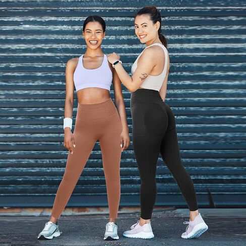 Coume 3 PCS Womens تمرين طماق بعقب رفع سلس Scrunch Yoga Pants البطن لباس ضيق وسط الخصر in Kuwait