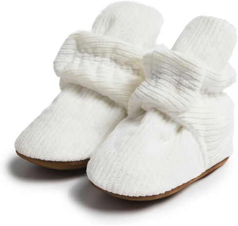 أحذية HsdsBebe للجنسين لحديثي الولادة من القطن نعل مانع للانزلاق للأطفال الصغار والأولاد والبنات أحذية جوارب مريحة من الصوف للشتاء الدافئ in Kuwait