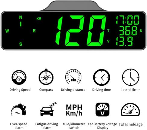 شاحنة عداد عداد السرعة GPS لأعلى شاشة للسيارات للسيارات MPH Digital Auto Compass للاطلاع على الجهد الكهربائي للبطارية الجهد التنبيه HUD لعربة الجولف جميع المركبات in Saudi Arabia