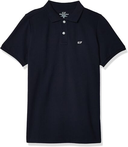 vineyard vines Kids’ Pique Polo Shirt, Vineyard Navy, White Cap, Large in Saudi Arabia