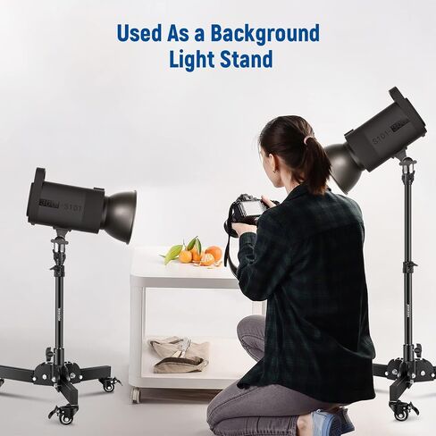 NEEWER Heavy Duty Light Stand with Casters, 2.4ft Max Height Foldable Tripod Stand for Low-Angle/Tabletop Shooting, Photography Light Stand for Softbox, Monolight and Other Photographic Equipment in Kuwait