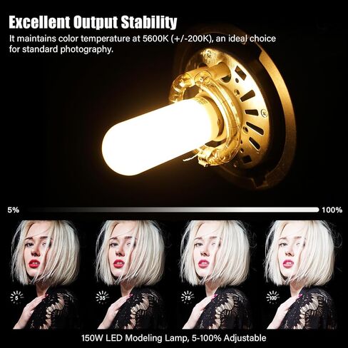 Godox SK400II 400Ws Photo Studio Strobe Flash Monolight Light with Bowens Mount &Lamp Head,150W Modeling Lamp for Studio,Shooting,Location and Portrait Photography-110V in Kuwait