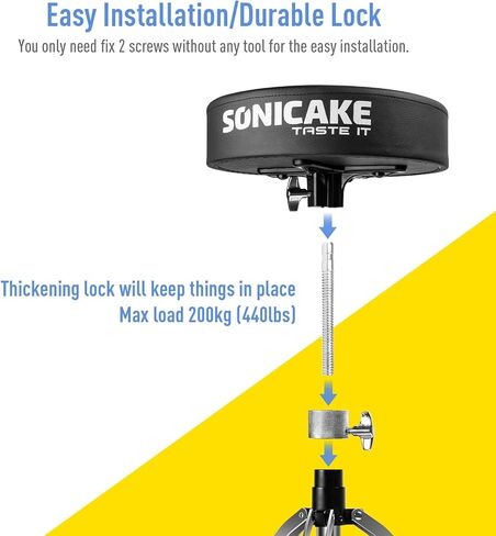 سونيكيك مقعد طبول قابل للتعديل وقابل للطي مع مقعد مبطن مضاد للانزلاق اسود in Kuwait