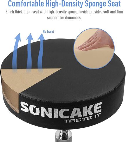 سونيكيك مقعد طبول قابل للتعديل وقابل للطي مع مقعد مبطن مضاد للانزلاق اسود in Kuwait