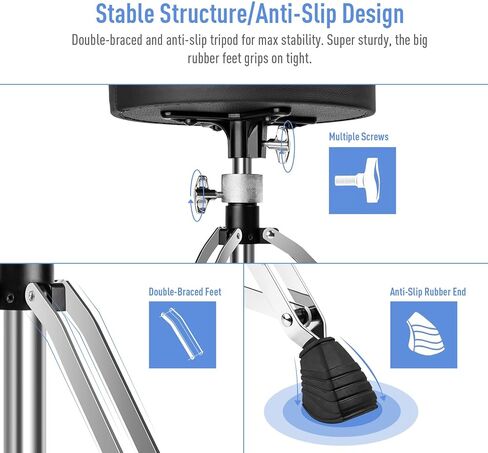 سونيكيك مقعد طبول قابل للتعديل وقابل للطي مع مقعد مبطن مضاد للانزلاق اسود in Kuwait