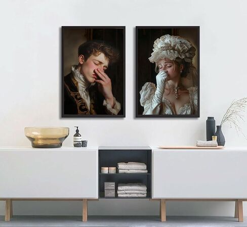 2pcs Funny African American Bathroom Canvas Wall Art African Couple Toilet Pinch Nose Posters Prints Humour Black Man With A Stinky Face Men And Women Wall Decor Pictures for Wc Bathroom Decoration in Saudi Arabia