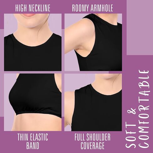 Kosher Casual Women's Modest High Neck Cropped Layering Shell - Cotton Spandex Full Shoulder Sleeveless Tank in Saudi Arabia