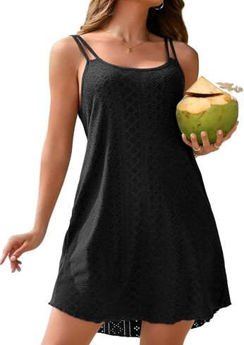 Charmo Hollow Out Swimsuit Coverup for Women Spaghetti Strap Swim Cover Ups Swimwear Pockets Discal Summer Beach Dress 2025 in Kuwait