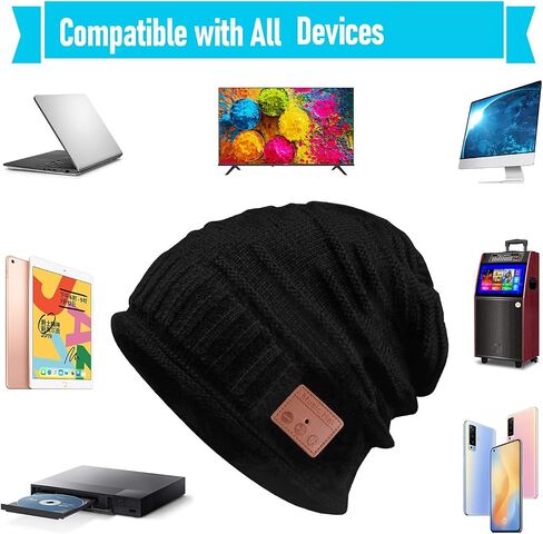 SMINIKER Wireless Beanie Hat Musical Hat for Outdoor Sports & Christmas Gifts for Teenagers Men and Women Grey in Kuwait
