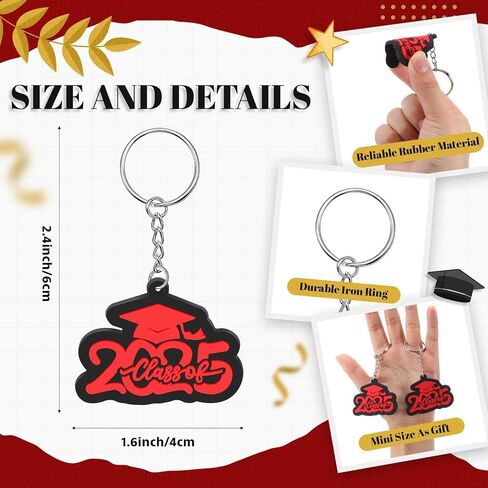 Batiyeer 30 Pack Class of 2025 Graduation Keychains, Grad Cap Charms Rubber Key Chains Graduation Gifts in Saudi Arabia