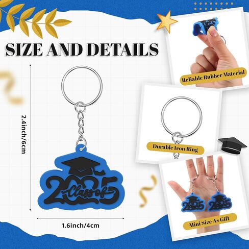 Batiyeer 30 Pack Class of 2025 Graduation Keychains, Grad Cap Charms Rubber Key Chains Graduation Gifts in Kuwait