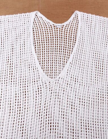 شيرمي للسيدات القصيرة الأكمام الخامسة للسباحة التستر فوق فستان شاطئ كروشيه طويل فضفاض in Kuwait