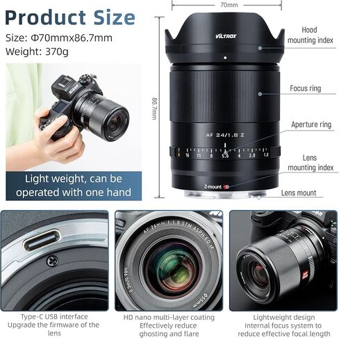 عدسة فيلتروكس AF 35 مم F1.8 زاوية واسعة بالتركيز التلقائي متوافقة مع كاميرات نيكون زد ماونت in Saudi Arabia
