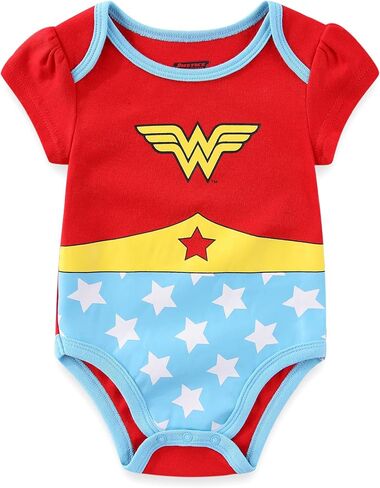 WARNER BROS DC Comics Girls’ Short Sleeve Bodysuit 5 Pack for Newborn and Infant – Purple/Pink/White/Blue/Red in Saudi Arabia