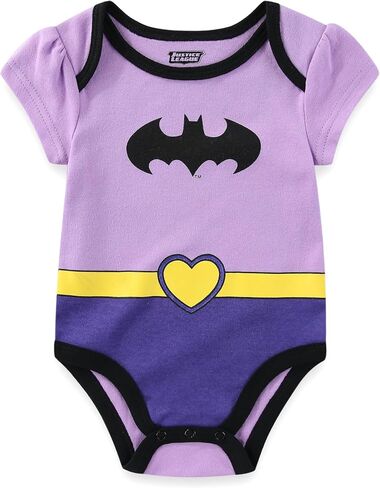 WARNER BROS DC Comics Girls’ Short Sleeve Bodysuit 5 Pack for Newborn and Infant – Purple/Pink/White/Blue/Red in Saudi Arabia