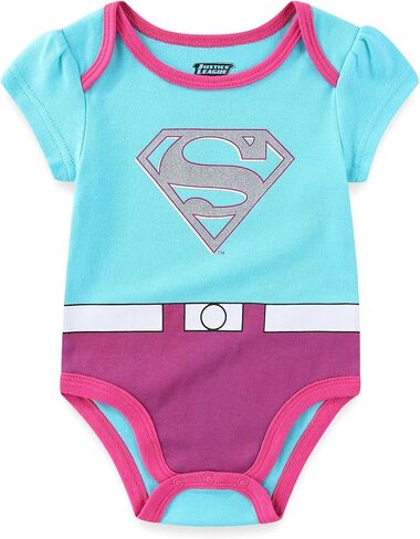 WARNER BROS DC Comics Girls’ Short Sleeve Bodysuit 5 Pack for Newborn and Infant – Purple/Pink/White/Blue/Red in Saudi Arabia