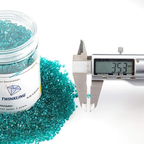 TWINKLING High Luster Round Glass Stones, Marbles, Pebbles, Beads - Fire Pit Vase Fill Crafts Aquarium Garden Decor, 3-6mm, 1-Pound Jar (Turquoise) in Saudi Arabia