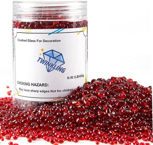 Twinkling عالية اللمعان الحجارة الزجاجية ، الرخام ، الحصى ، الخرز-حفرة النار مزهرية تعبئة الحرف أكواريوم ديكور ، 3-6 مم ، 1 رطل جرة (الفيروز) in Kuwait