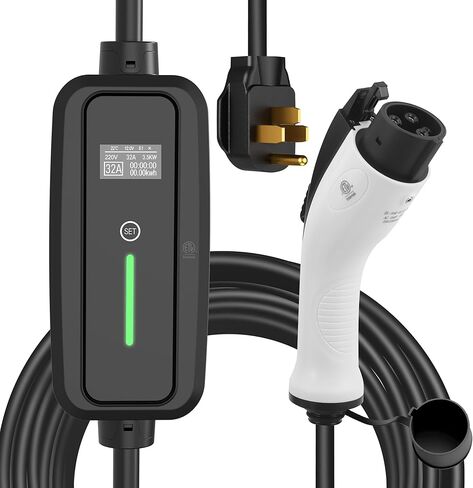 الشاحن من المستوى 2 EV ، 32AMP 95-270V ، كابل شاحن السيارات الكهربائي EV 25ft مع قابس NEMA 14-50 ، تيار قابل للتعديل ، محطة شحن EV Home ، لـ J1772 EV فقط in Kuwait