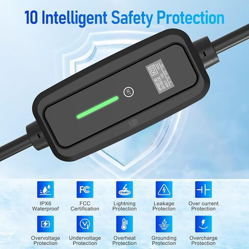 الشاحن من المستوى 2 EV ، 32AMP 95-270V ، كابل شاحن السيارات الكهربائي EV 25ft مع قابس NEMA 14-50 ، تيار قابل للتعديل ، محطة شحن EV Home ، لـ J1772 EV فقط in Kuwait