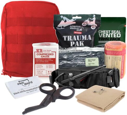 Premium IFAK Trauma First Aid Kit - Military Combat Tactical Molle - Active Shooter Kit with SOF Tourniquet, Vented Chest Seal, Emergency Bleeding Control - Black - FSA/HSA Eligible in Kuwait