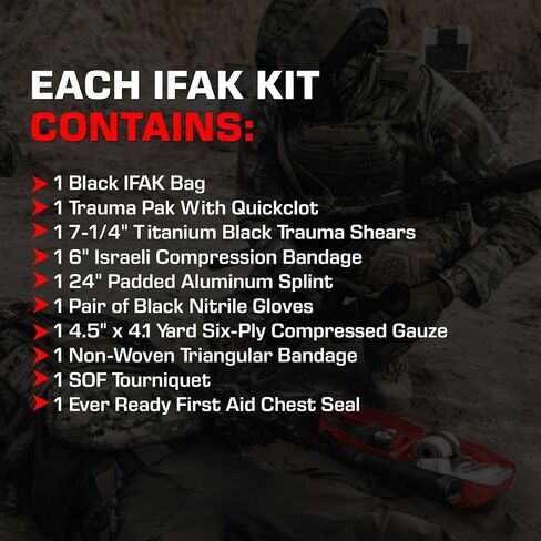 Premium IFAK Trauma First Aid Kit - Military Combat Tactical Molle - Active Shooter Kit with SOF Tourniquet, Vented Chest Seal, Emergency Bleeding Control - Black - FSA/HSA Eligible in Kuwait