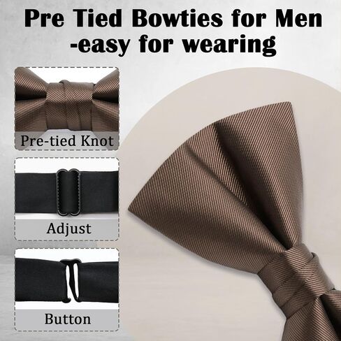 Solid Color Pre-tied Bow Ties Adjustable Bowtie for Men for Wedding Party Business School Daily Use in Saudi Arabia