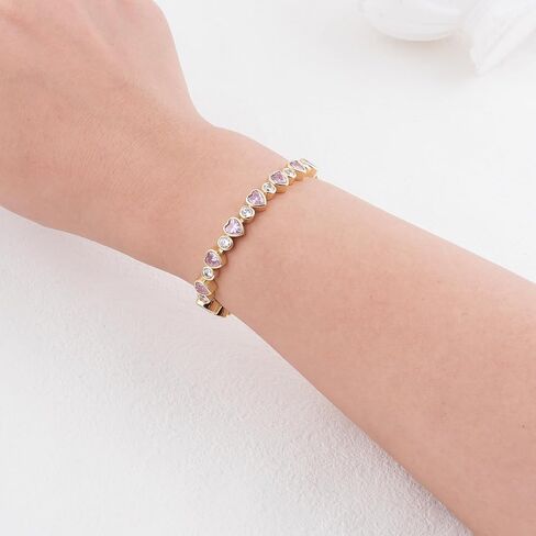 G&GEMSJEW 14K Gold Plated Heart CZ Tennis Bracelet (6.5 Inches-7.5 Inches) in Saudi Arabia