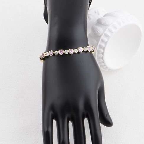 G&GEMSJEW 14K Gold Plated Heart CZ Tennis Bracelet (6.5 Inches-7.5 Inches) in Saudi Arabia