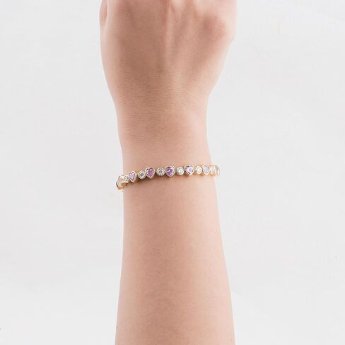 G&GEMSJEW 14K Gold Plated Heart CZ Tennis Bracelet (6.5 Inches-7.5 Inches) in Saudi Arabia