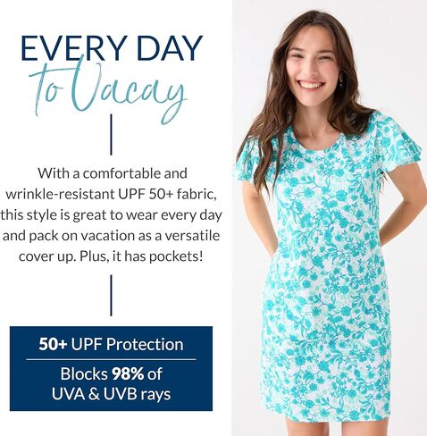 Cabana Life Ruffle Short Sleeve Dress - 50+ UPF Sun Protection Resort Wear, Casual Sun Dress in Kuwait