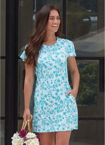 Cabana Life Ruffle Short Sleeve Dress - 50+ UPF Sun Protection Resort Wear, Casual Sun Dress in Kuwait