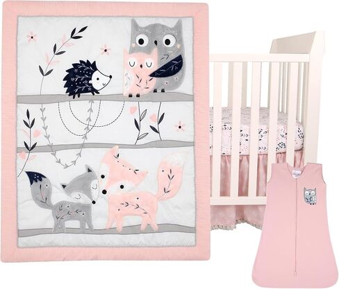 Lambs & Ivy Painted Forest 4-Piece Crib Bedding Set - Gray, Beige, White in Saudi Arabia