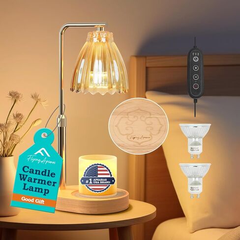 Apsaras USA Candle Warmer Lamp مع مؤقت ، شمعة قابلة للتعديل دافئة ، قابلة للضايق ، ديكور المنزل ، مصباح أكثر دفئًا للشمع للشموع الجرة مع مصابيح 2 وقاعدة خشبية للزهرة الحياة ، صندوق هدايا لها (TD1290) in Kuwait