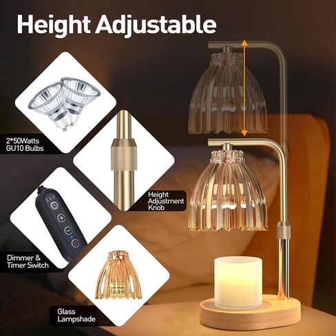 Apsaras USA Candle Warmer Lamp مع مؤقت ، شمعة قابلة للتعديل دافئة ، قابلة للضايق ، ديكور المنزل ، مصباح أكثر دفئًا للشمع للشموع الجرة مع مصابيح 2 وقاعدة خشبية للزهرة الحياة ، صندوق هدايا لها (TD1290) in Kuwait