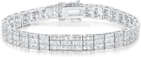 Gemsme Tennis Bracelets for Women and Men, 18k White Gold Plated Cubic Zirconia Tennis Bracelet for Women, Suitable for Everyone Size 6-8 Inch in Saudi Arabia