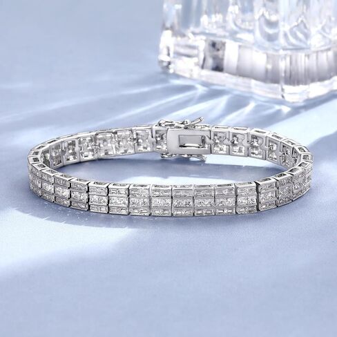 Gemsme Tennis Bracelets for Women and Men, 18k White Gold Plated Cubic Zirconia Tennis Bracelet for Women, Suitable for Everyone Size 6-8 Inch in Saudi Arabia