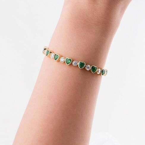 G&GEMSJEW 14K Gold Plated Heart CZ Tennis Bracelet (6.5 Inches-7.5 Inches) in Saudi Arabia