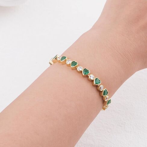 G&GEMSJEW 14K Gold Plated Heart CZ Tennis Bracelet (6.5 Inches-7.5 Inches) in Saudi Arabia