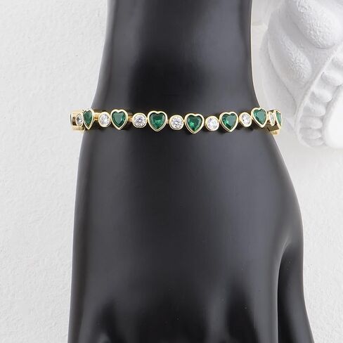 G&GEMSJEW 14K Gold Plated Heart CZ Tennis Bracelet (6.5 Inches-7.5 Inches) in Saudi Arabia