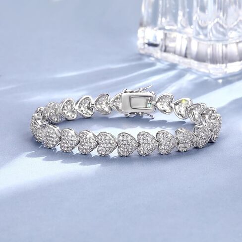 Gemsme Tennis Bracelets for Women and Men, 18k White Gold Plated Cubic Zirconia Tennis Bracelet for Women, Suitable for Everyone Size 6-8 Inch in Saudi Arabia
