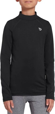 BALEAF Youth Boys Compression Thermal Shirt Fleece Baselayer Long Sleeve Cold Gear Mock Top Baseball Football Undershirt Navy Size XL in Saudi Arabia
