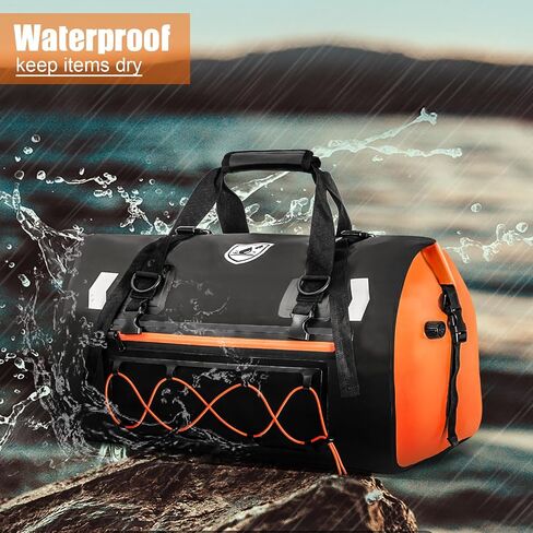 YEEGO DIRECT Motorcycle Tail Bag, 50L Waterproof Duffle Bag, Luggage Dry Saddle Rear Rack Trunk Bags with Reflective Design, Shoulder Straps for E-Bike Commuting Outings (Black) in Saudi Arabia