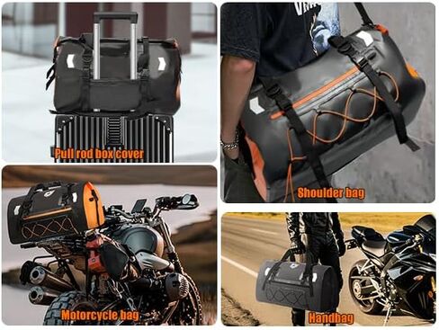 YEEGO DIRECT Motorcycle Tail Bag, 50L Waterproof Duffle Bag, Luggage Dry Saddle Rear Rack Trunk Bags with Reflective Design, Shoulder Straps for E-Bike Commuting Outings (Black) in Saudi Arabia
