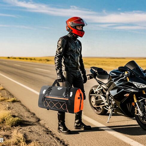 YEEGO DIRECT Motorcycle Tail Bag, 50L Waterproof Duffle Bag, Luggage Dry Saddle Rear Rack Trunk Bags with Reflective Design, Shoulder Straps for E-Bike Commuting Outings (Black) in Saudi Arabia