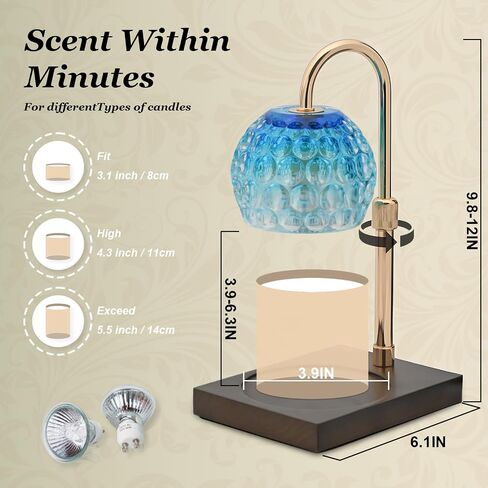 Candle Warmer Lamp, Electric Candle Warmer, Gifts for Mom, Bedroom Home Decor Dimmable with 2 Bulbs Compatible with Jar Candles Lamps Round in Kuwait